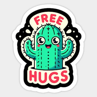 Happy Free Hugs Prickly Cactus Sticker